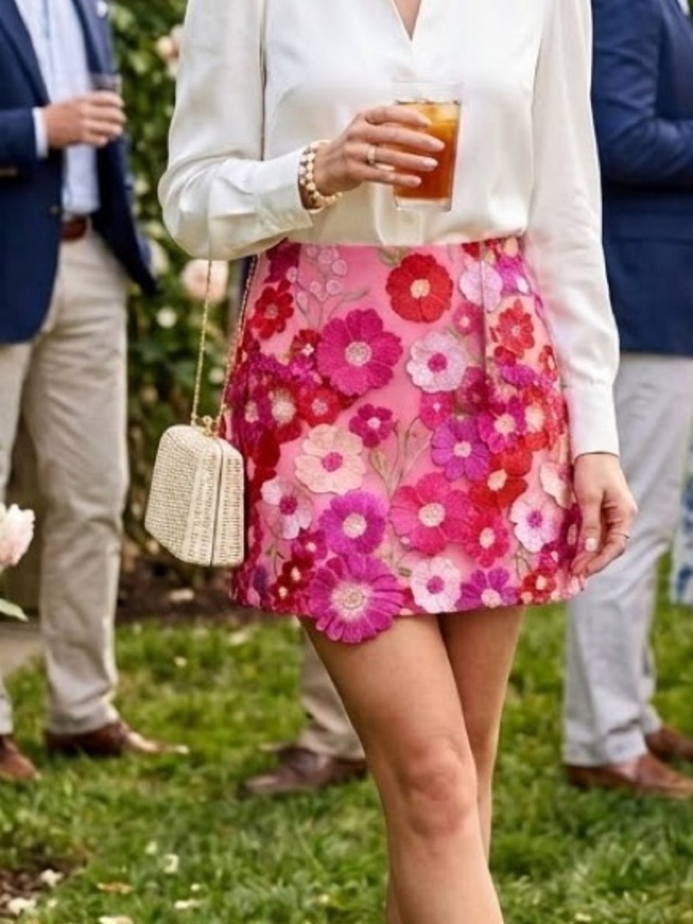 Endless Rose Pink Red Floral Applique Embroidered Mini Skirt Size Medium NWT